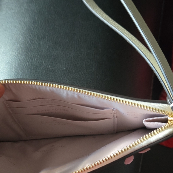 Kate Spade Cream Lucy Wristlet with Pink Floral 3D Accents - Picture 5 of 9